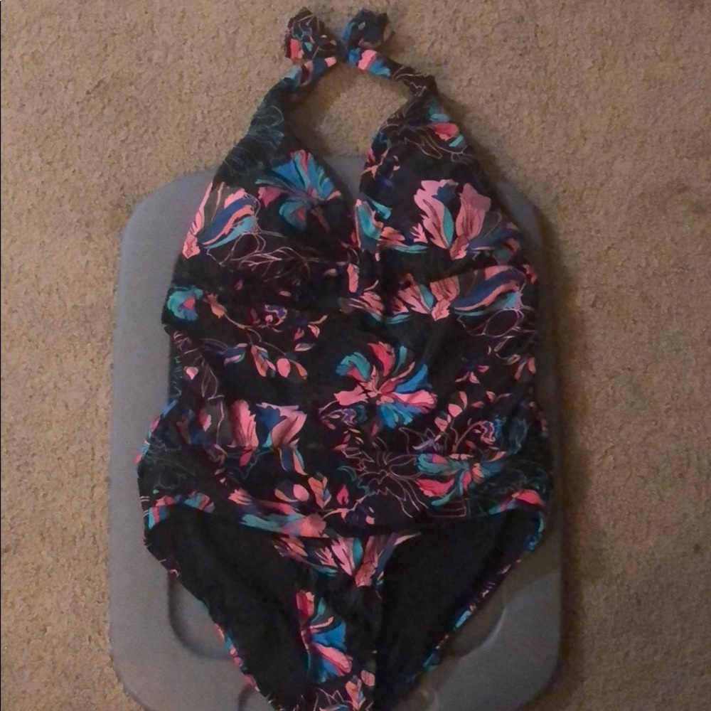 Multi colored one piece bathing suit